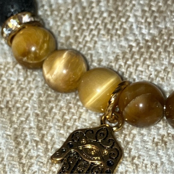 🌋 LAVAROCK & CATSEYE BRACELET — 7” EXPANDABLE - Picture 8 of 9